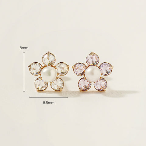 14K Gold Fresh Water Pearl Wind Flower Cartilage Earring 18G16G