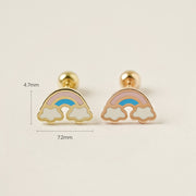 14K Gold Enamel Rainbow Cartilage Earring 20G