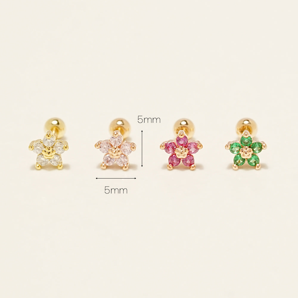 14KGF Colorful Point Flower Earring 20G
