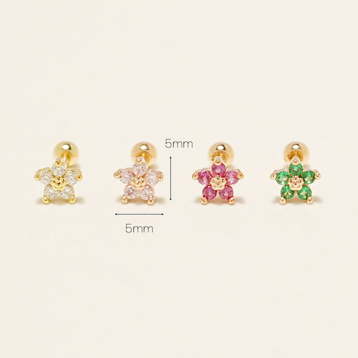 14KGF Colorful Point Flower Earring 20G