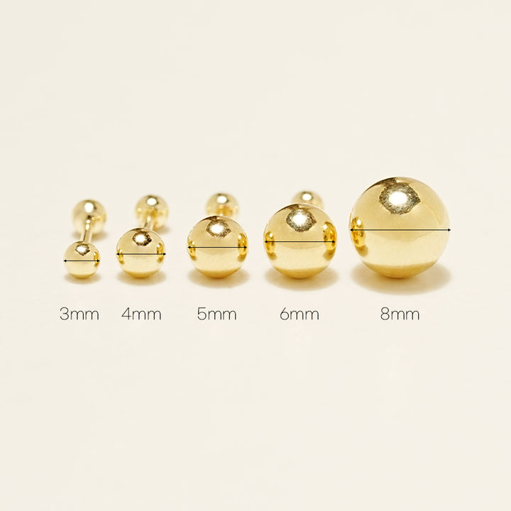 14KGF Basic Gold Ball Earring 20G