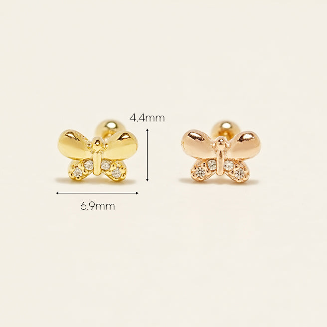 14KGF Round Butterfly Earring 20G
