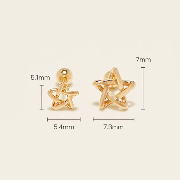 14K Gold Star Point Cartilage Earring 20G