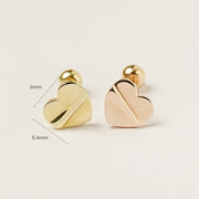 14K Gold Bending Heart Cartilage Earring 20G