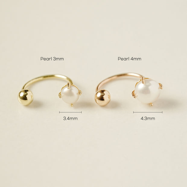 14K Gold Simple Fresh Water Pearl Curve Piercing 20G