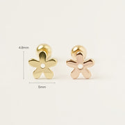 14K Gold Plain Five Petals Cartilage Earring 20G