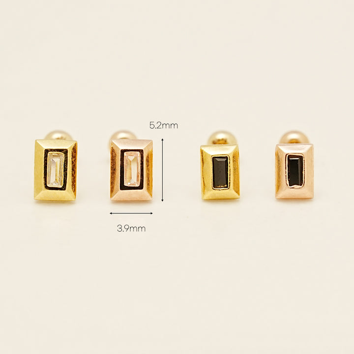 14KGF Square Cubic Earring 20G