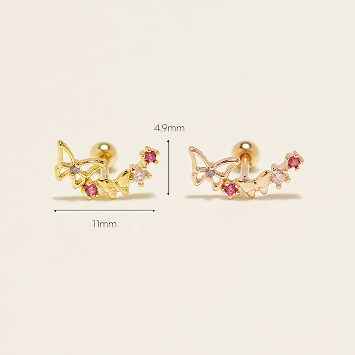 14KGF Happy Butterfly Earring 20G