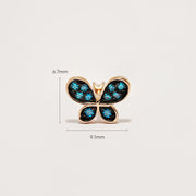 14K Gold Polyo Blue Butterfly Cartilage Earring 18G16G