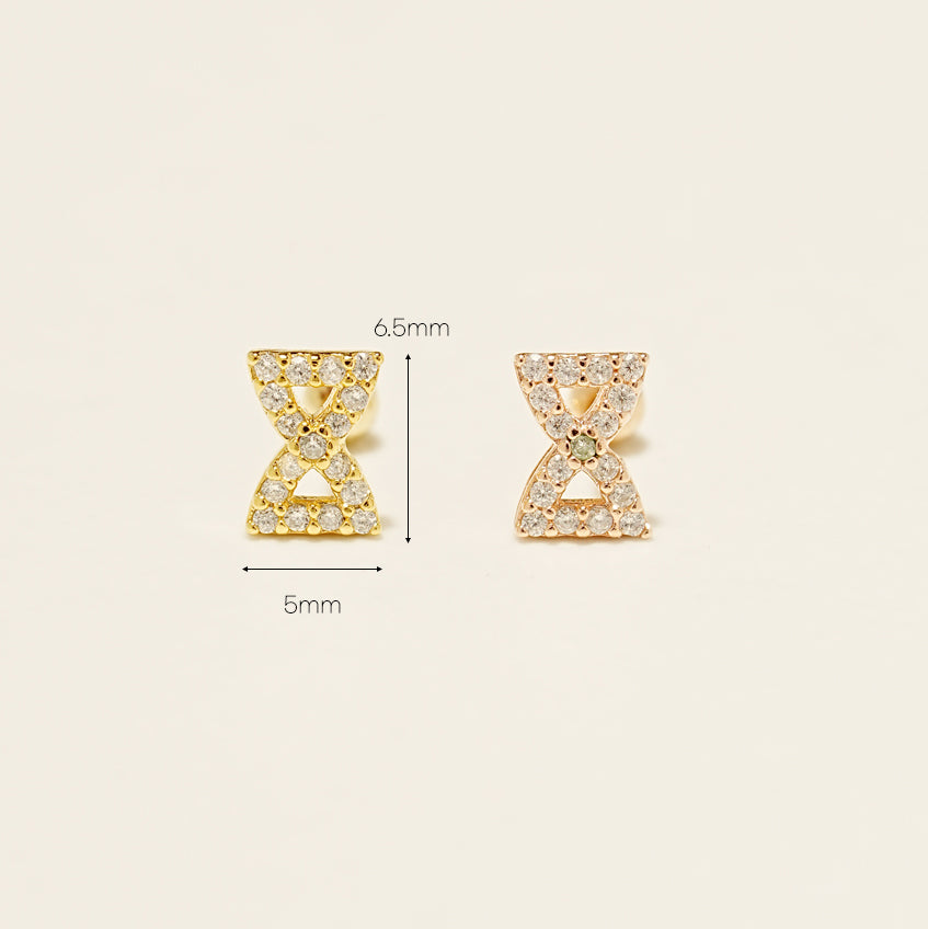 14KGF Lovely Bling Ribbon Earring 20G