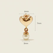14K Gold Pearl Drop Heart Cartilage Earring 18G16G