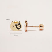 14K Gold Siamese Cat Cartilage Earring 20G