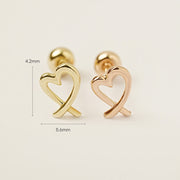 14K Gold Line Heart Shape Cartilage Earring 20G