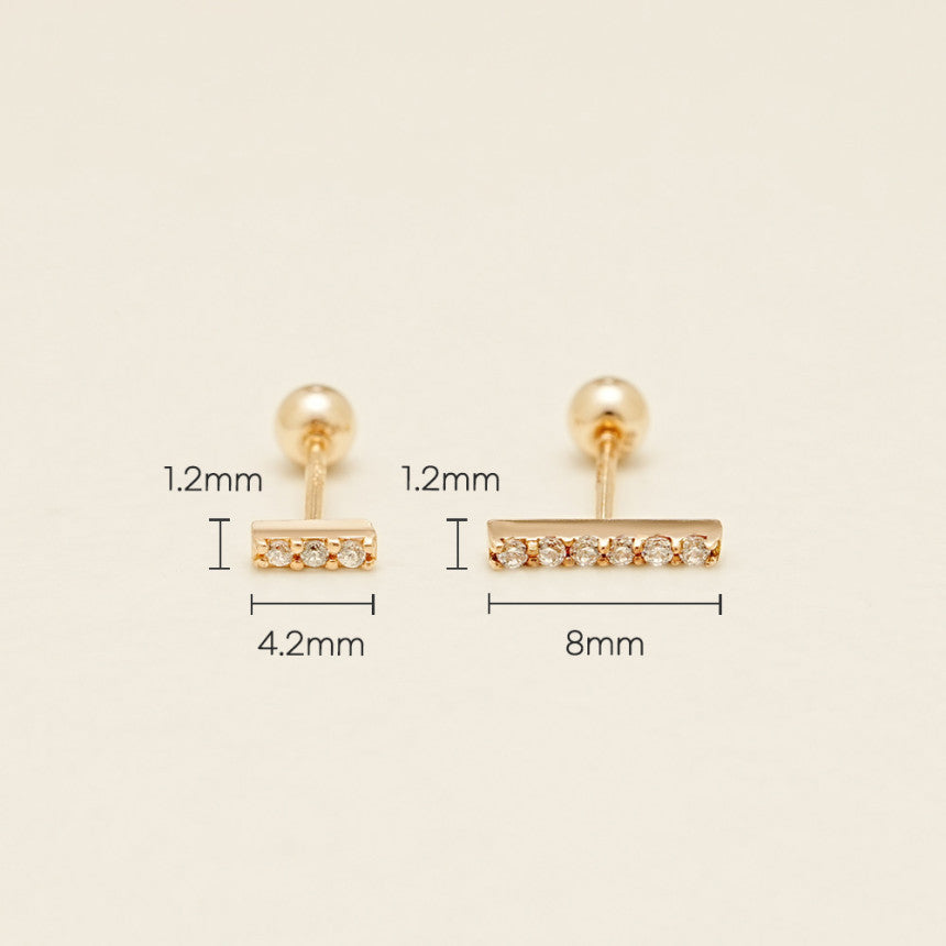 14K Gold Cubic Stick Cartilage Earring S,M 20G