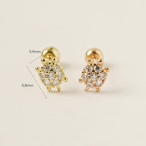 14K Gold Shine Lucky Turtle Cartilage Earring 20G