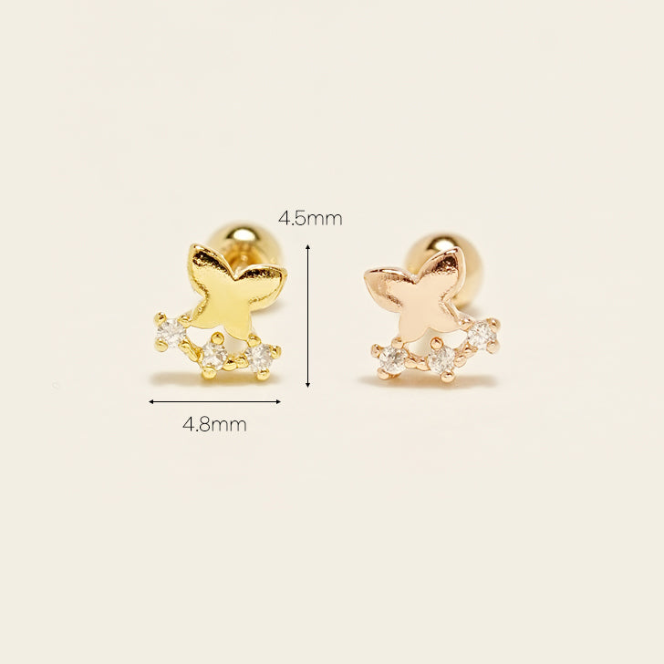 14KGF Spring Butterfly Earring 20G