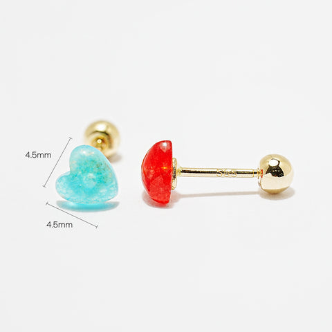 14K Gold Color Heart Candy Cartilage Earring 20G