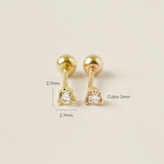 14K Gold Simple Point Cubic Cartilage Earring 20G