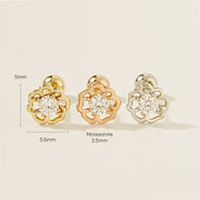 14K Gold Pansy Flower Moissanite Cartilage Earring 20G18G16G