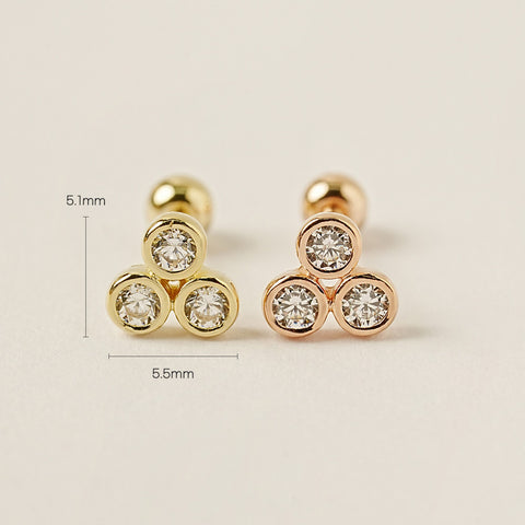 14K Gold Fidget Spin Cubic Cartilage Earring 20G