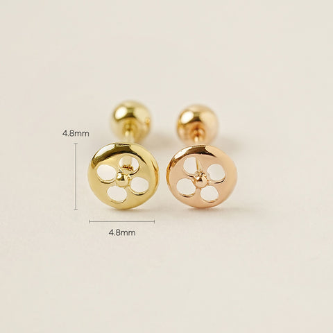14K Gold Sphere Flower Cartilage Earring 20G