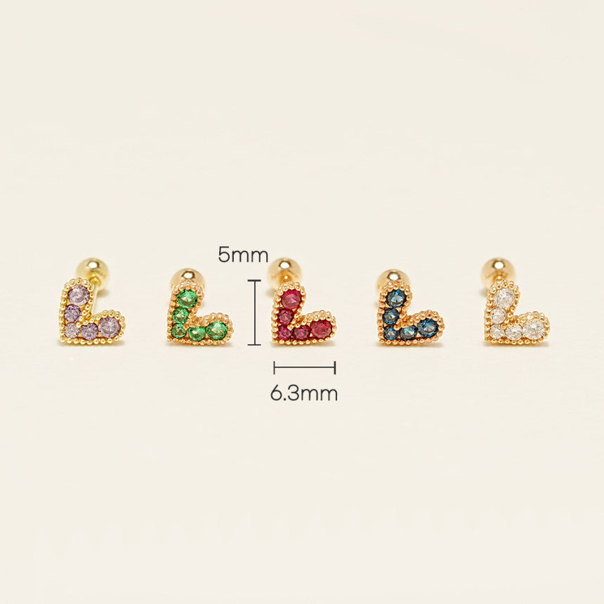 14K gold Bling Lovely Heart Cartilage Earring 20G