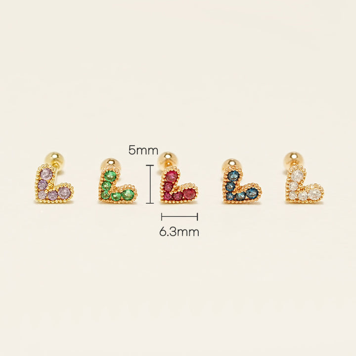 14K gold Bling Lovely Heart Cartilage Earring 20G