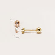 14K Gold Aqua Glass Cartilage Earring 20G