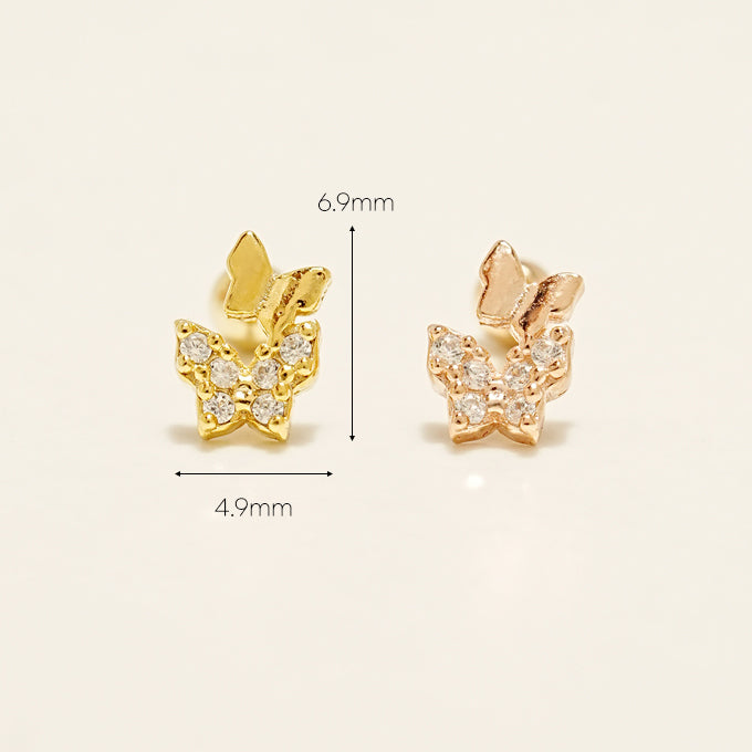 14KGF Double Butterfly Earring 20G