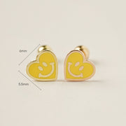 14K Gold Enamel Heart Smile Cartilage Earring 20G