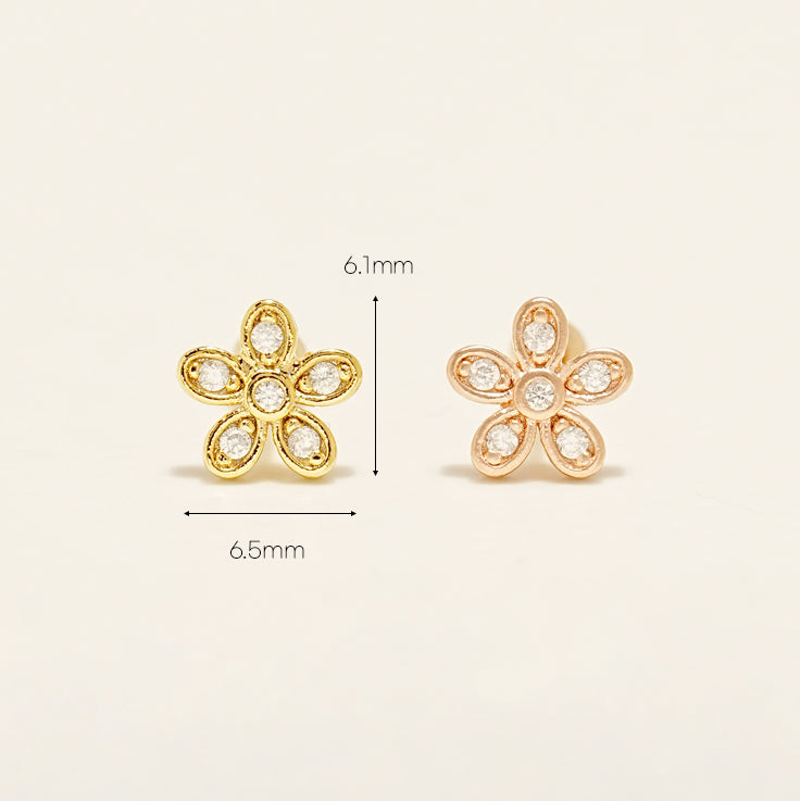 14KGF Flower Cloud Earring 20G