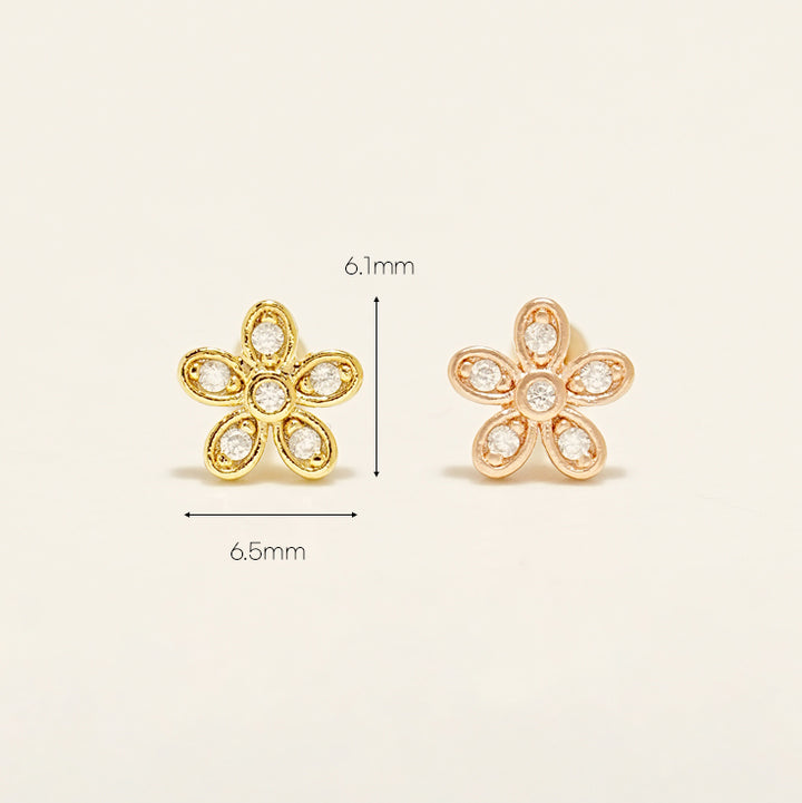 14KGF Flower Cloud Earring 20G