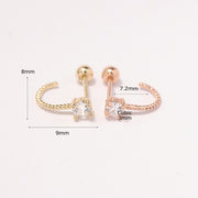 14K Gold Cubic Ball Half Ring Earring 20G18G16G