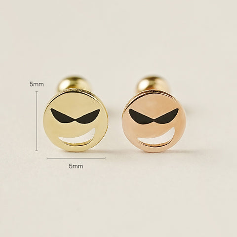 14K Gold Enamel Sunglasses Smile Cartilage Earring 20G