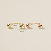14K Gold Triangle Ball Curve Piercing 20G