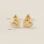 14K Gold Double Fold Heart Cartilage Earring 20G