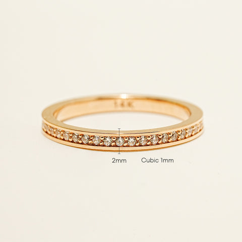 14K 18K Gold Round Cubic Layered Guard Ring