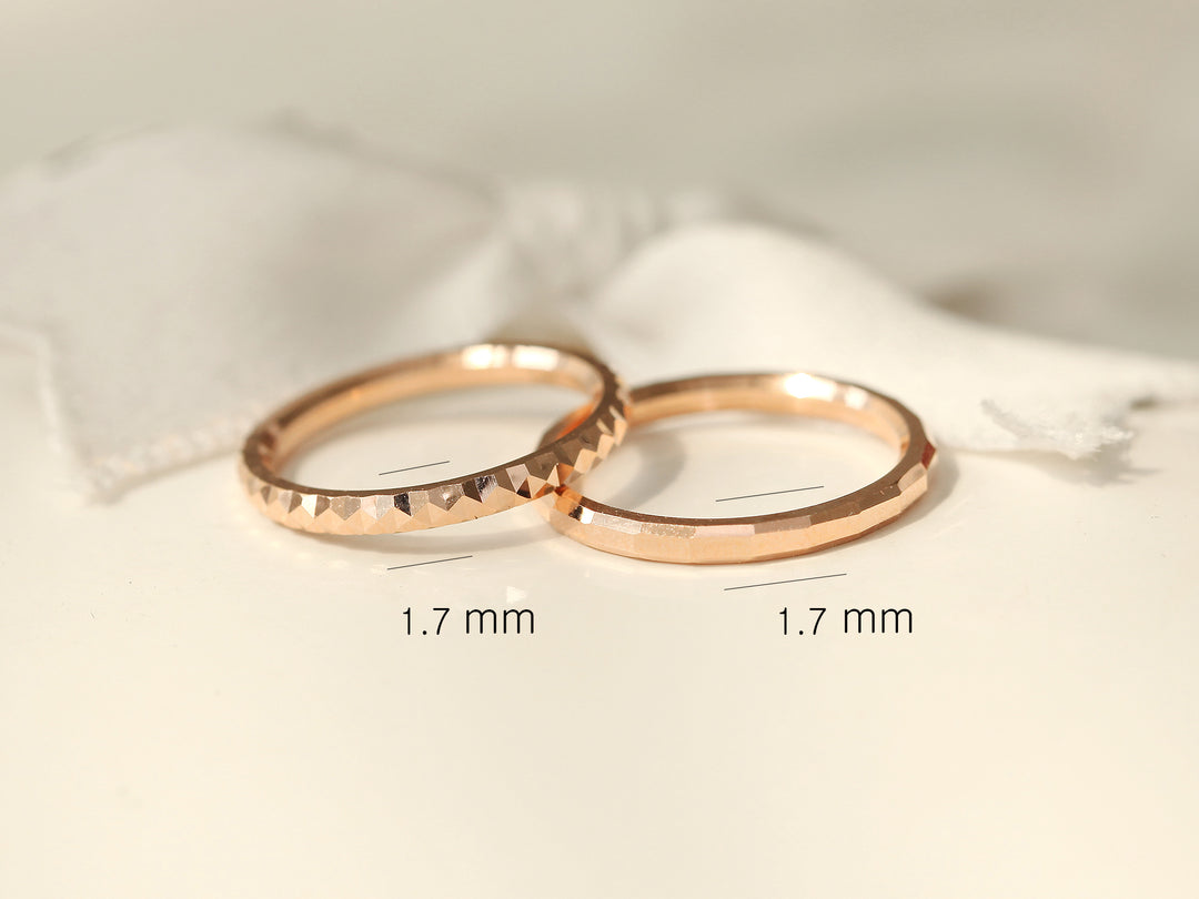 14K Gold Hallow Layered Cutting Guard Ring