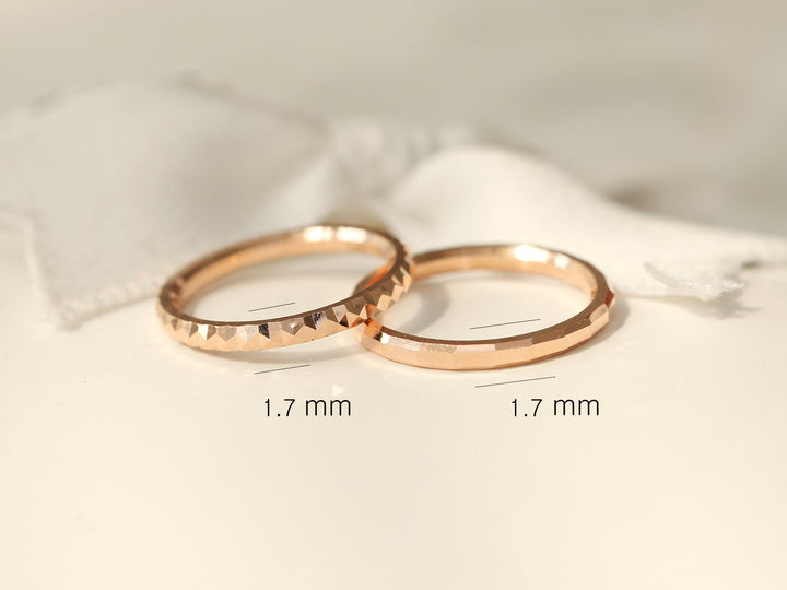 14K Gold Hallow Layered Cutting Guard Ring