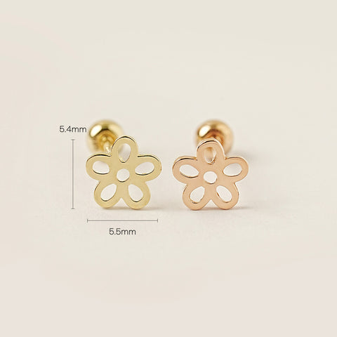 14K Gold Line Five Petals Cartilage Earring 20G