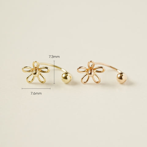 14K Gold 5 Petal Flower Curve Piercing 20G