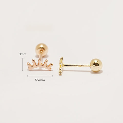 14K Gold Blink Eyelash Cartilage Earring 20G