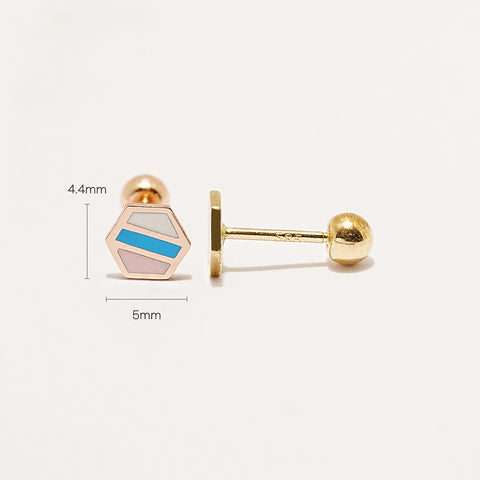 14K Gold Candy Pop Hexagon Cartilage Earring 20G