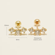 14K Gold Triple Crown Moissanite Cartilage Earring 20G18G16G