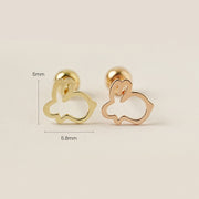 14K Gold Line Rabbit Cartilage Earring 20G