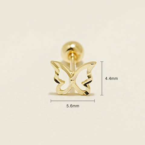 14K Gold Stripe Butterfly Cartilage Earring 20G