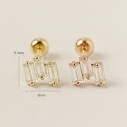 14K Gold Icy Piano Cubic Cartilage Earring 20G