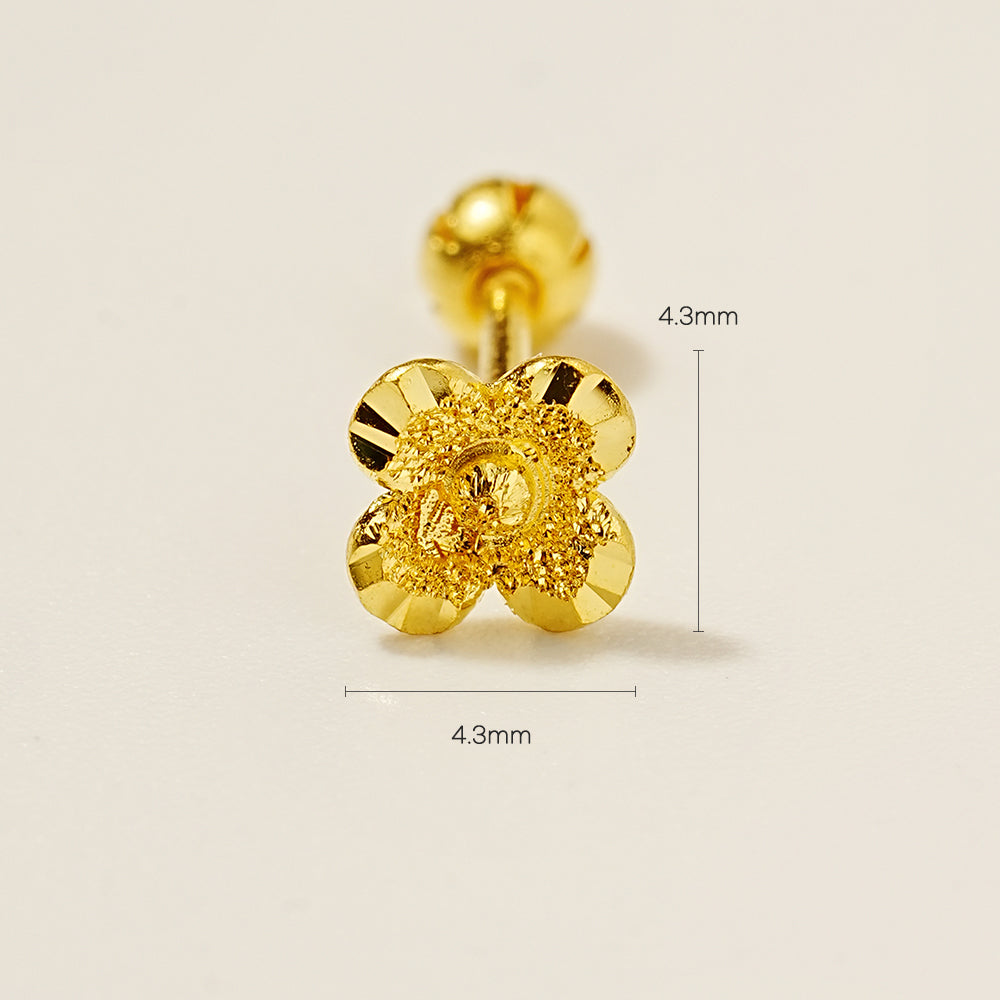 24K Gold Lucky Clover Cartilage Earring 20G