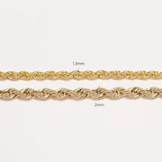 14K Gold Rope Chain Anklet Bracelet