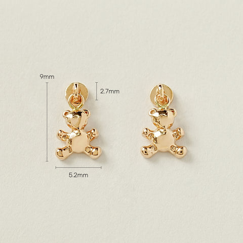 14K Gold Baby Teddy Bear Drop Cartilage Earring 20G